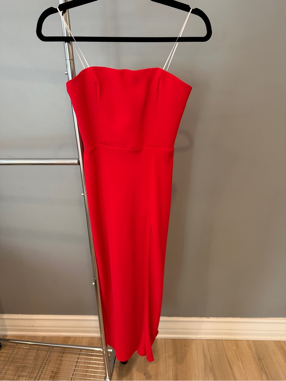 Amanda Uprichard Mandy Strapless Midi Dress in Lipstick/Red, XS